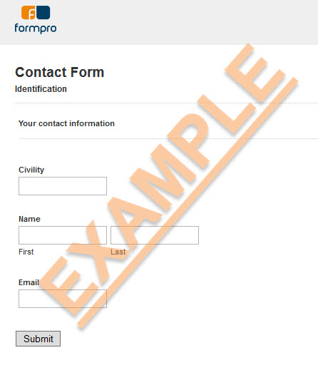 Simple contact form sample by Formpro