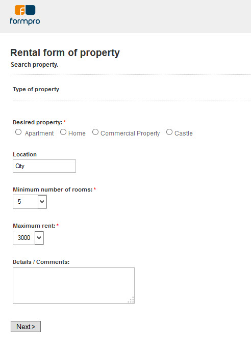Property rental Form