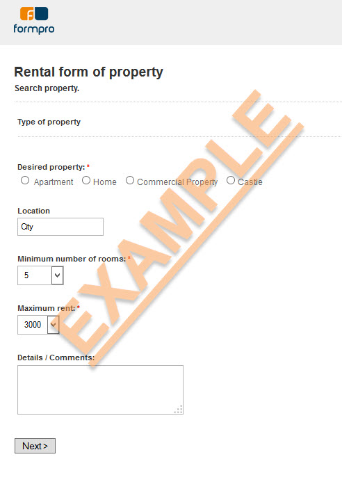 Property Rental form sample by Formpro