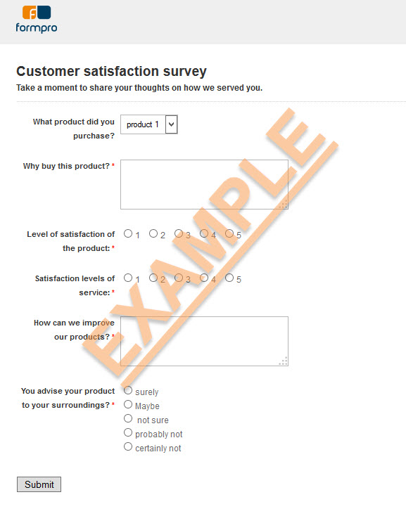 Customer satisfaction survey by Formpro