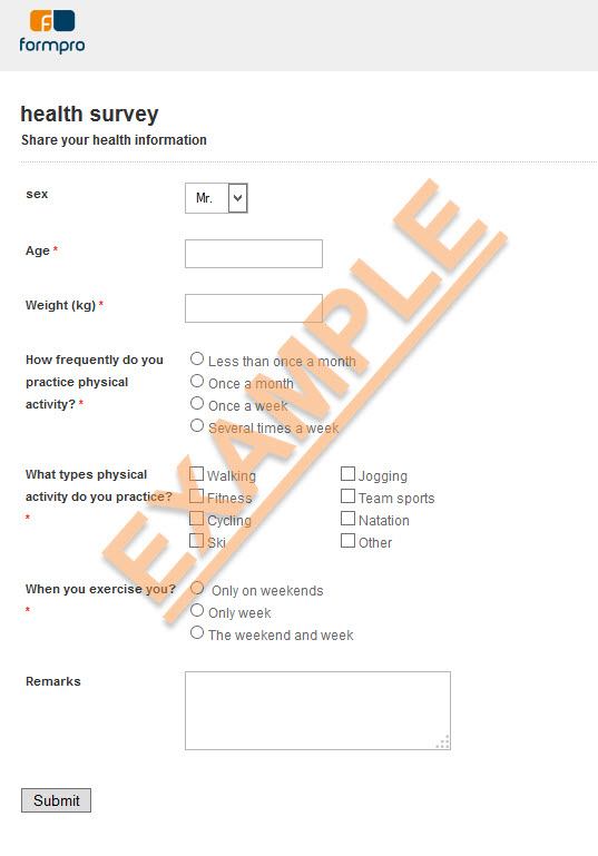 Customer health survey by Formpro