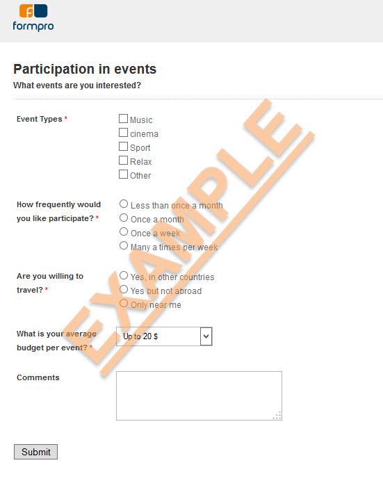 Event participation survey by Formpro